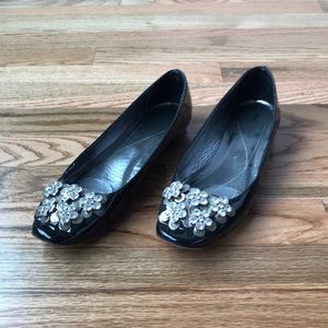 Kate Spade Nicolina Mirror Jeweled Black Flats